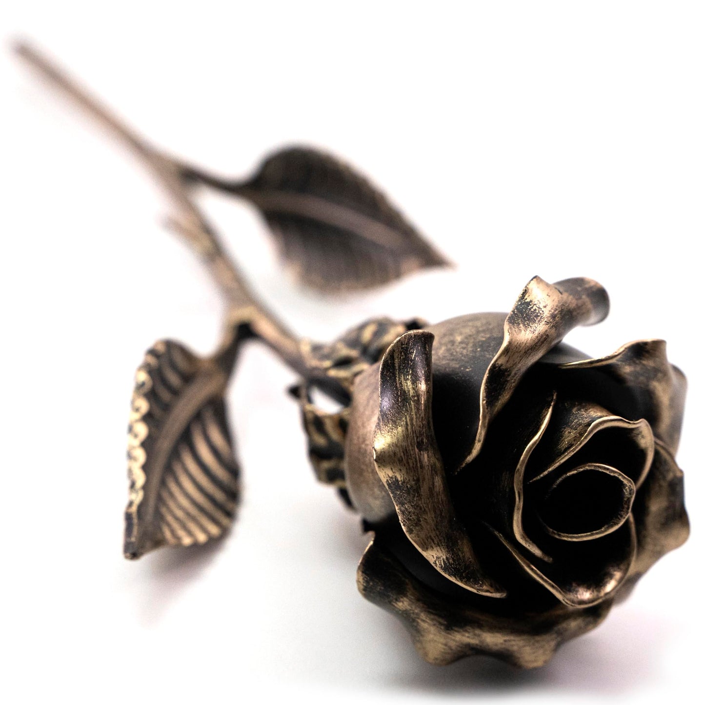 MakuliSmit Handcrafted Bronze Rose – 8th & 19th Yeat Wedding for Her – Solid Metal Forever Flower Keepsake