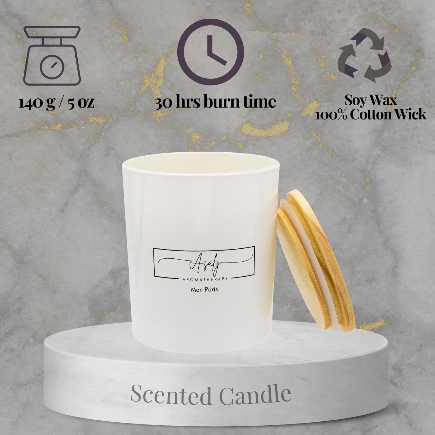 ASALY Luxury Candle Gift Set, 2 Scented Candles and 1 Reed Diffuser. Birthday, Anniversary, Gift Set, Mothers Day Gift. Diffuser Scent of (Rose and Oud), Candle Scents (White Tea and Mon Paris)