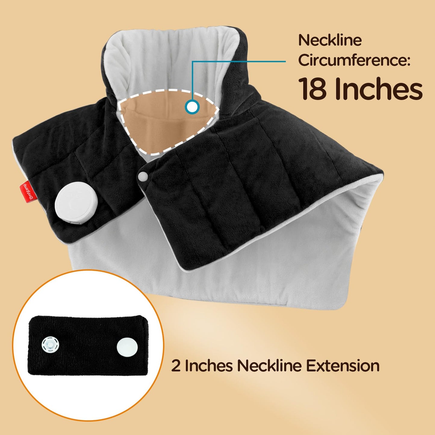 Comfytemp Heating Pad for Neck and Shoulders and Back, 2.6lb Weighted Electric Heat Pad FSA Eligible, Large HSA Heated Wrap, 9 Heat Settings & 11 Timer, Birthday Gifts for Women Men Mom Dad, Black