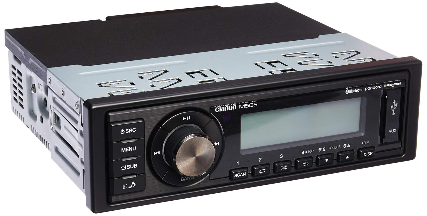 Clarion M508 Single-Din In-Dash Marine-Grade Digital Media Receiver With Bluetooth Black