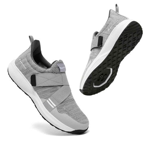 Kyedoo Men‘s Indoor Cycling Shoes Compatible with SPD Cleats, Comfortable Walkable Bike Shoes, Cleats Included M7.5 Grey