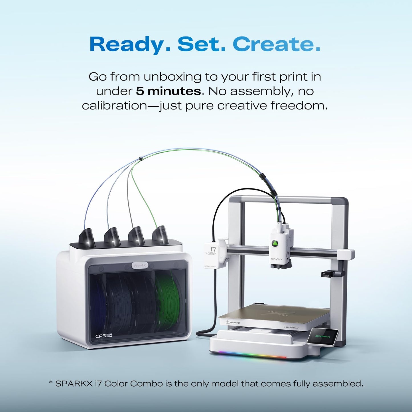 Creality SPARKX i7 Combo 3D Printer,Multi-Color 3D Printer with AI Camera, Auto Leveling, Auto Filament Feeding, Direct Drive Extruder, 260×260×255mm Build Volume, WiFi Remote Monitoring