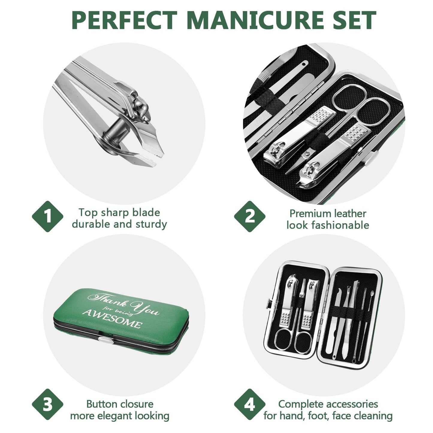 Therwen 24 Sets Manicure Set Nail Clippers 8 in 1 Stainless Steel Grooming Nail Kit Thank You Appreciation Gift Professional Ped