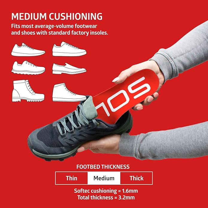 SOLE Active Medium Insoles - Custom Moldable Orthotic Support for Any Arch Type, Plantar Fasciitis Relief - Multiple Sizes