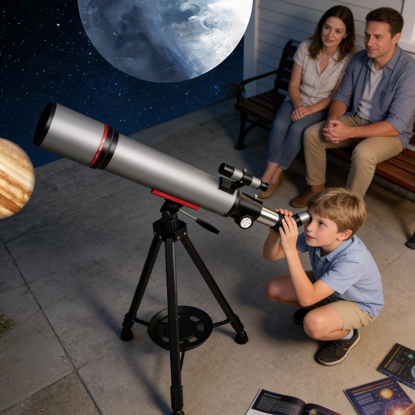 Telescope for Adults & Kids - 90mm Aperture 600mm Refractor High Powered Telescope for Beginners - Portable Astronomy Telescopes with Phone Adapter Tripod Carry Bag Gifts for Men