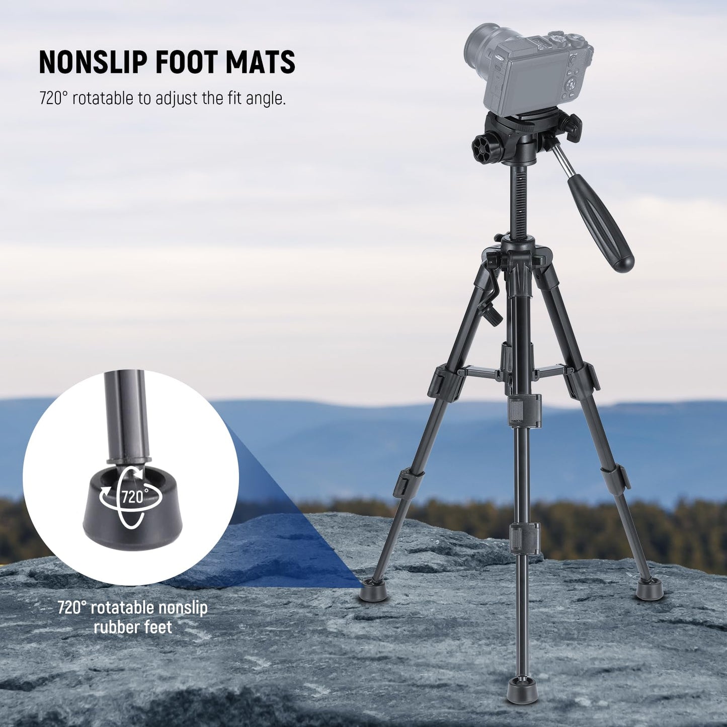 Neewer Basic Mini Desk Tripod For Camera With 3 Way Pan Tilt Head & Handle, Small Portable Metal Tabletop Selfie Stick Stand Wit