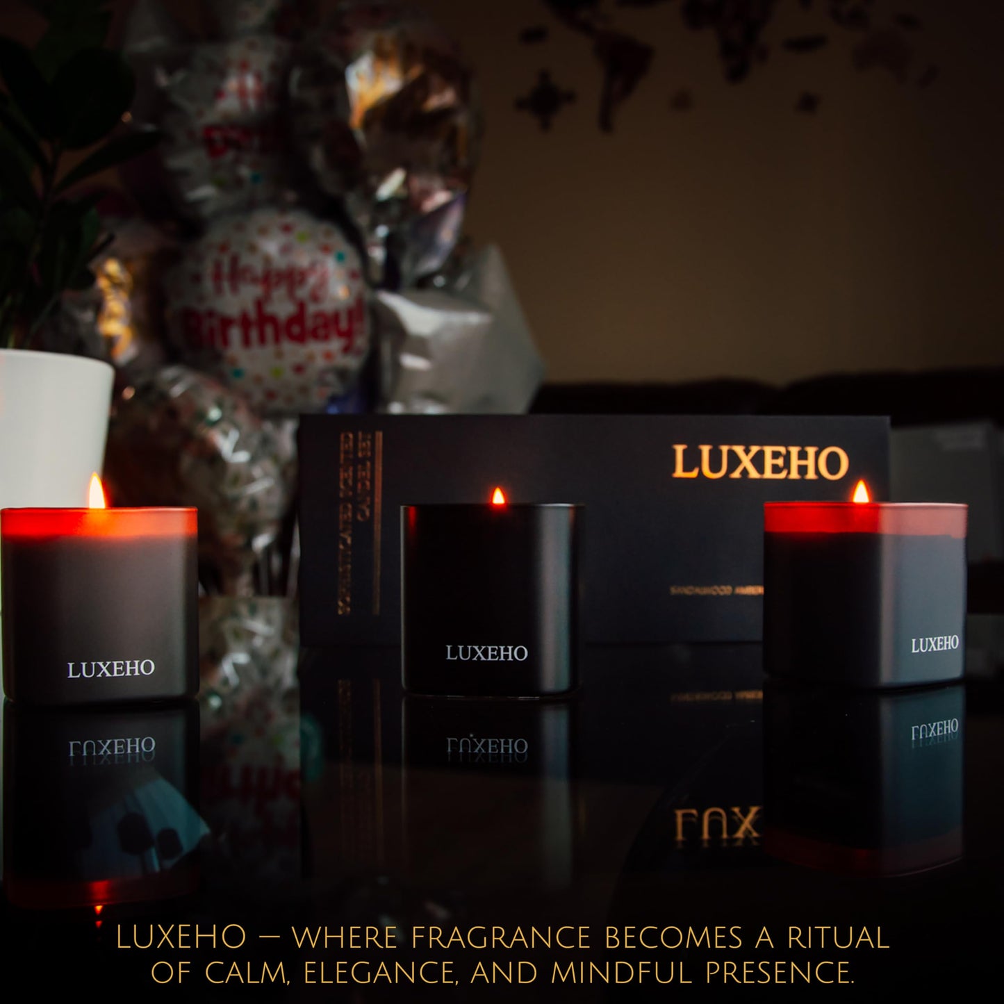Luxury Scented Candle Gift Set 3-Pack | Champagne, Sandalwood & Amber | Clean Soy Wax | for Women & Men (4.23 oz Each) | 75 Hour Burn Time