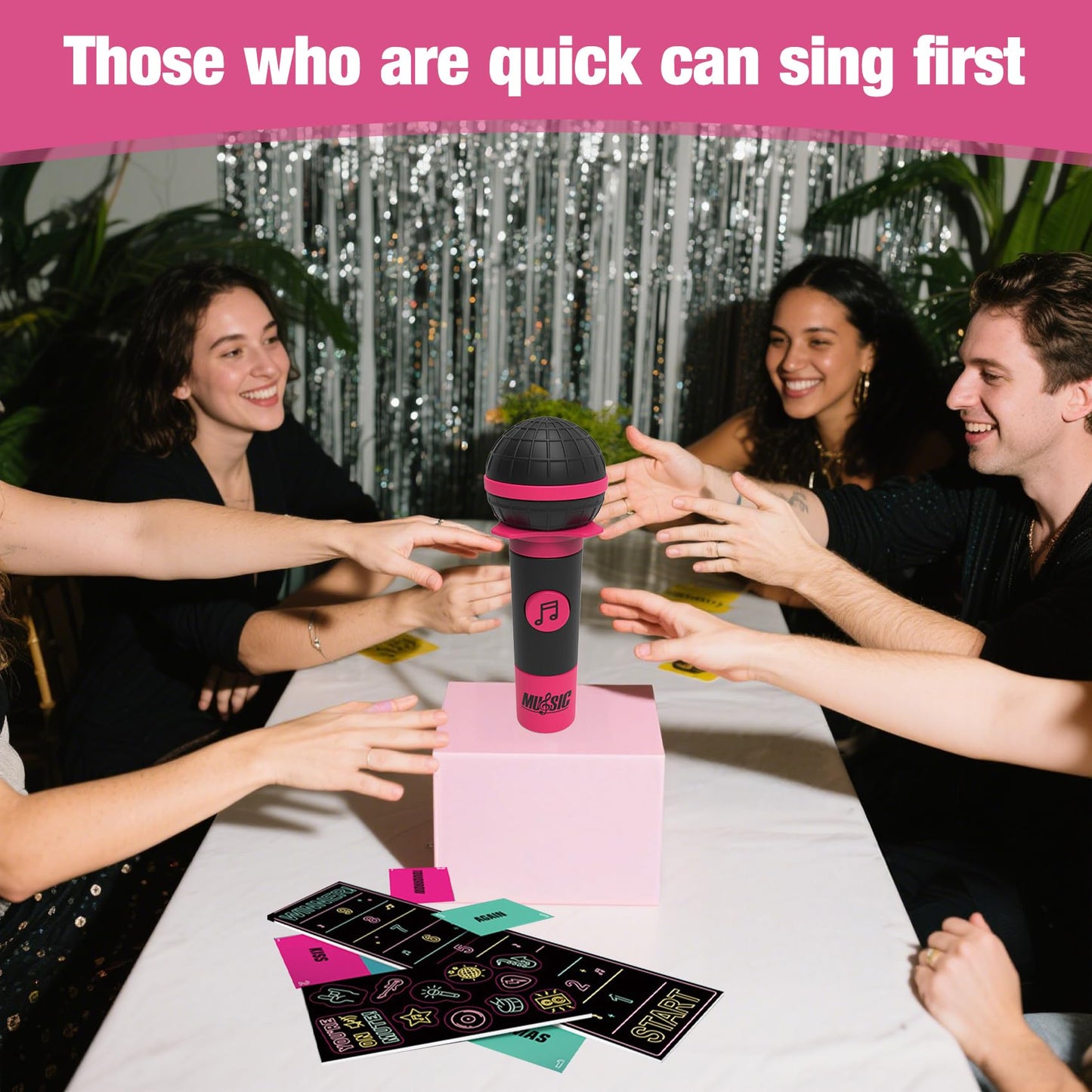ATG Mic Karaoke Party Game - Hilarious Singing Challenge for Families & Friends with 250 Song Lyrics - Perfect for Game Nights & Birthday Parties 8 Years Old (2-10 Players)