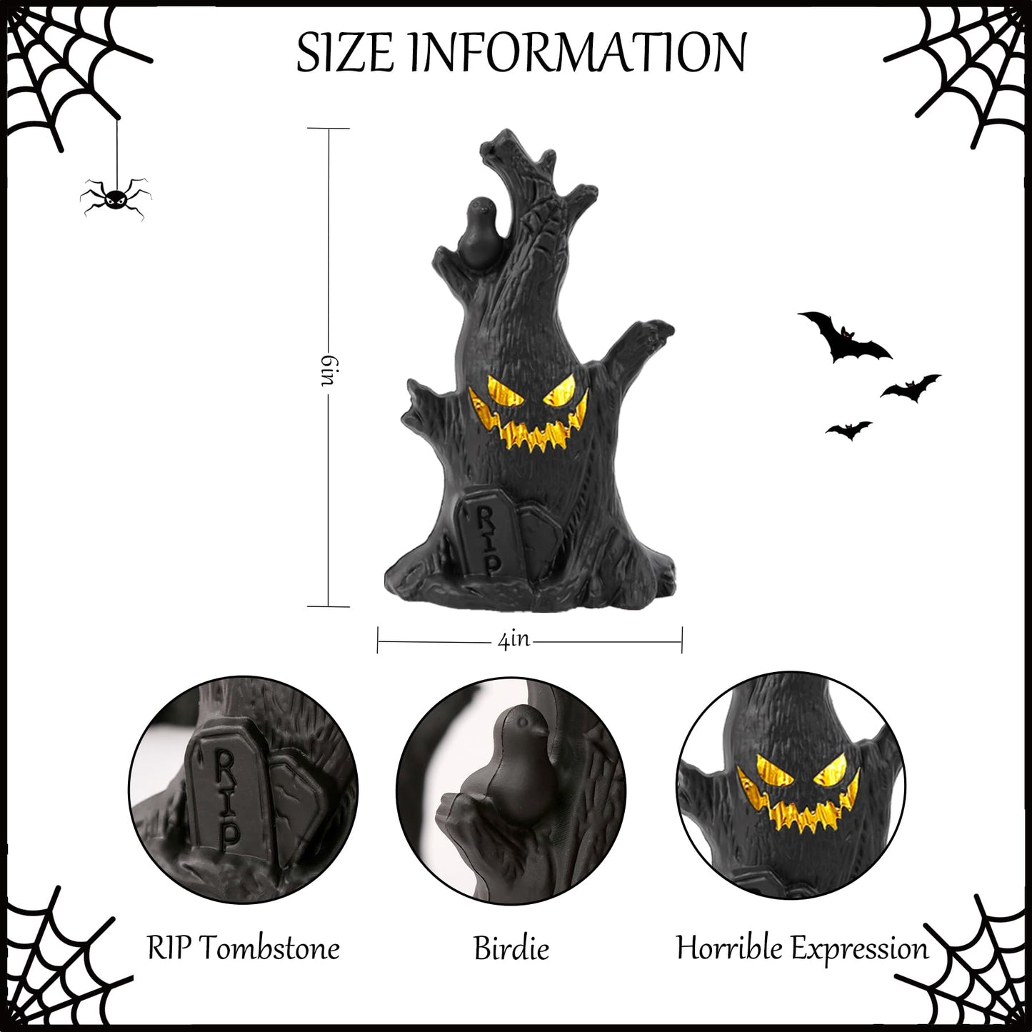 Halloween Tree, Scary Halloween Decorations Night Light, Fall Tiered Tray Decor Tree Lights Indoor, Village Statue Haunted House
