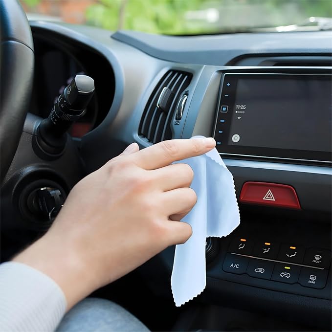 Treela 200 Pcs Microfiber Glasses Cleaning Cloth 6 x 7'' Eyeglasses Cleaner Wipes Lens Screen Cleaning Cloth for Glasses, Cameras Lens, Cell Phone, LCD TV Screens, Laptops, Tablets(Light Blue)