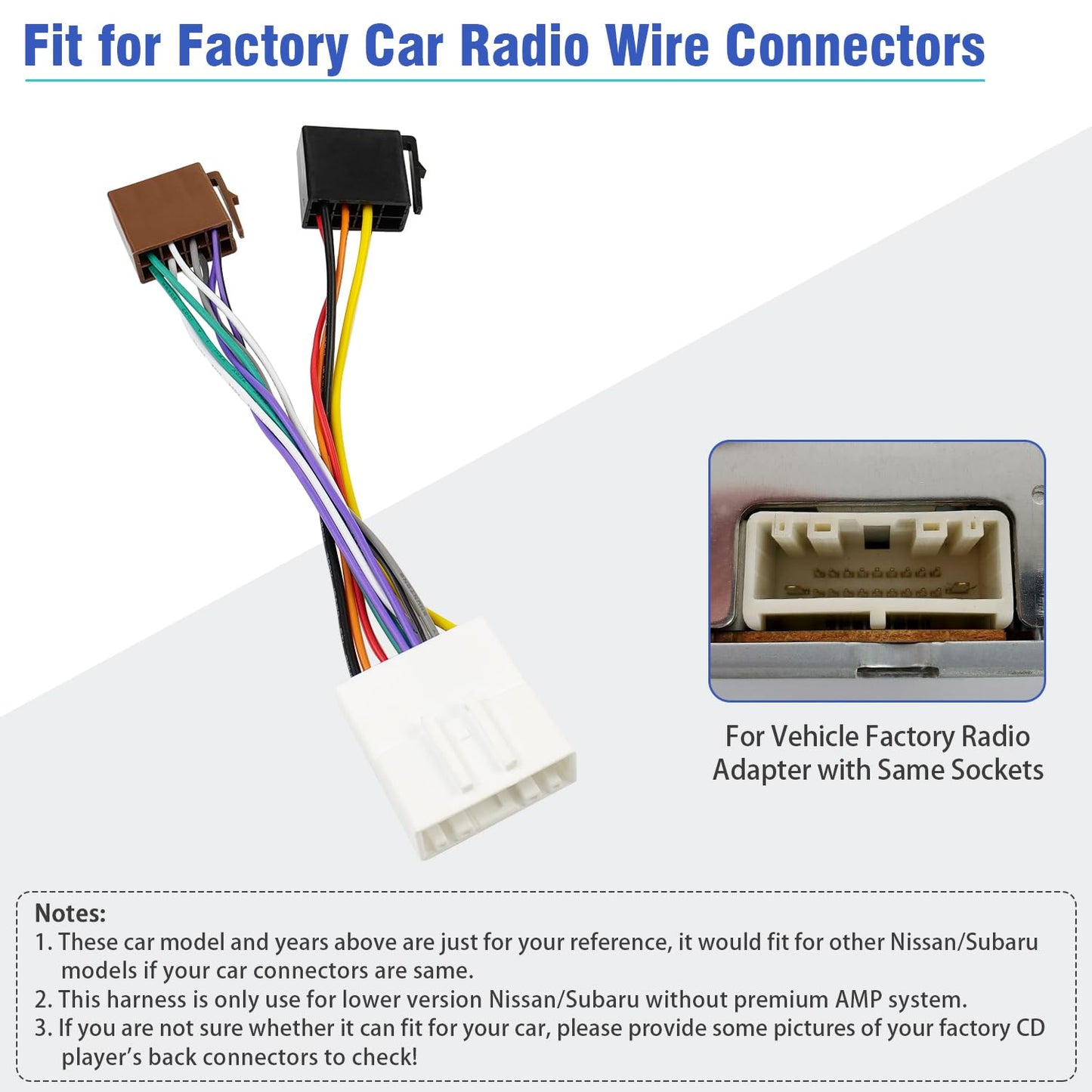Jayubien Radio Wire Harness For Nissan Stereo Connector, Compatible With Altima Frontier Xterra Murano Armada Pathfinder Quest I