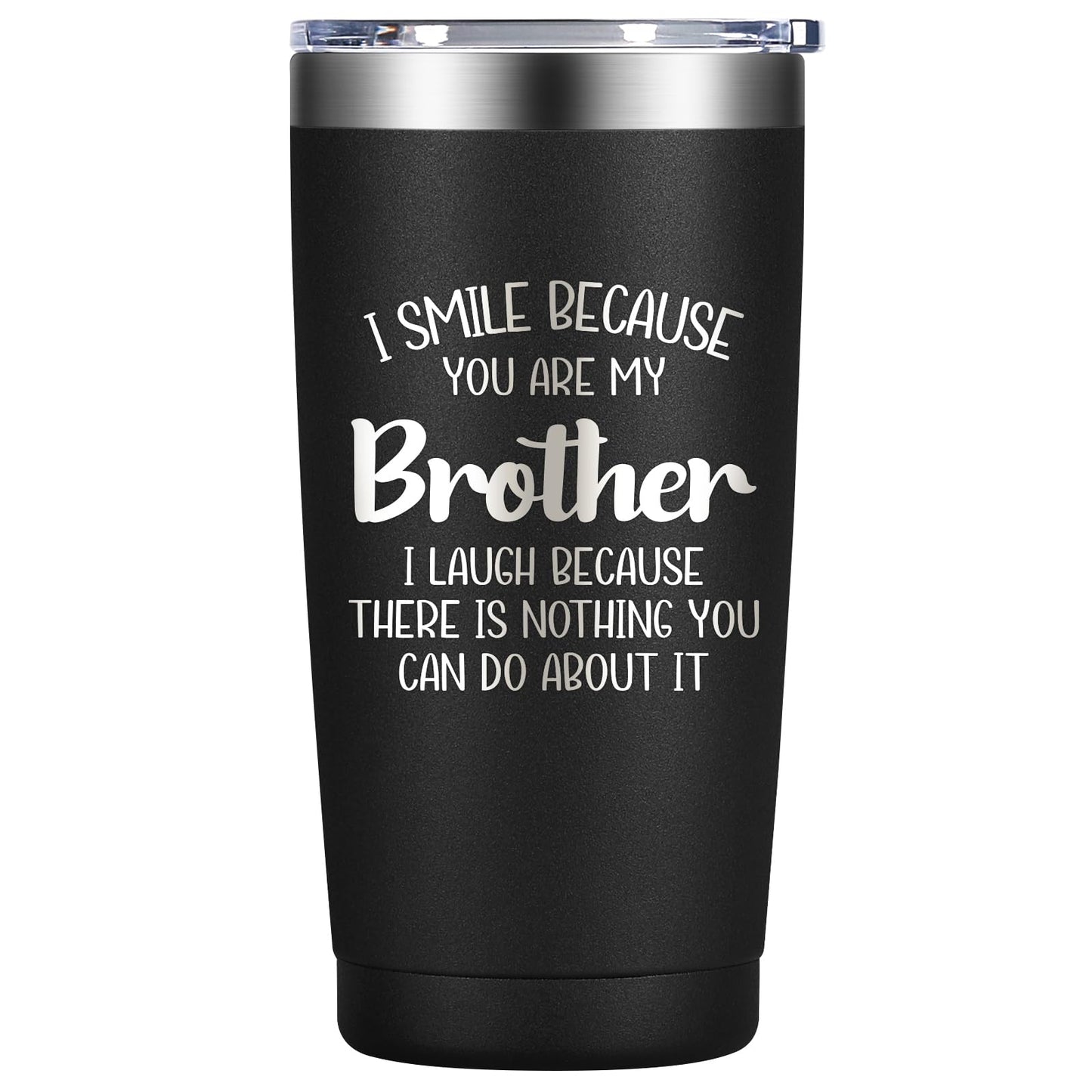 WOELIVE Gifts for Brother - Brother Gift from Sister - Christmas Fathers Day Birthday Gifts for Brothers - 20oz Insulated Stainless Steel Tumbler Coffee Cup, Black