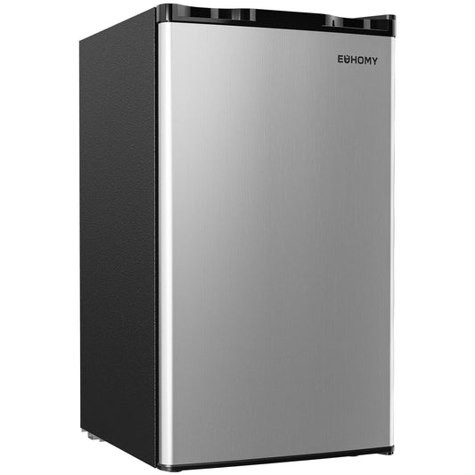 EUHOMY 3.2 Cu.Ft Mini Fridge with Freezer, Single Door Compact Refrigerator, Energy Saving, Mini Refrigerator Adjustable Thermostat, Mini fridge for Bedroom, Dorm, Office, Silver