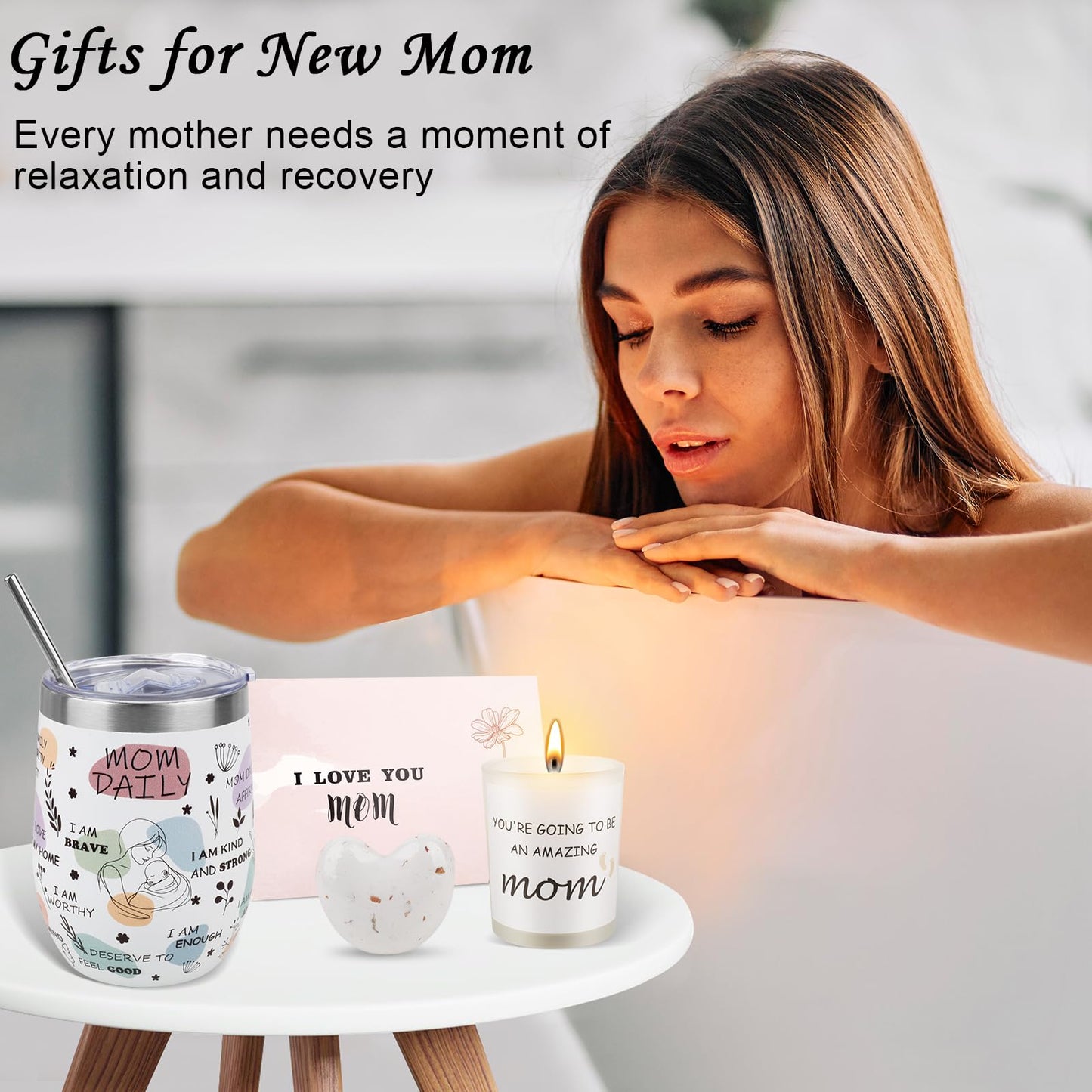 New Mom Gifts - 9PCS New Mom Care Package After Baby, Baby Gifts for Girls, First Time Mom Essentials, New Mom Gifts for Women After Birth, Pregnancy Gifts for Women and Baby
