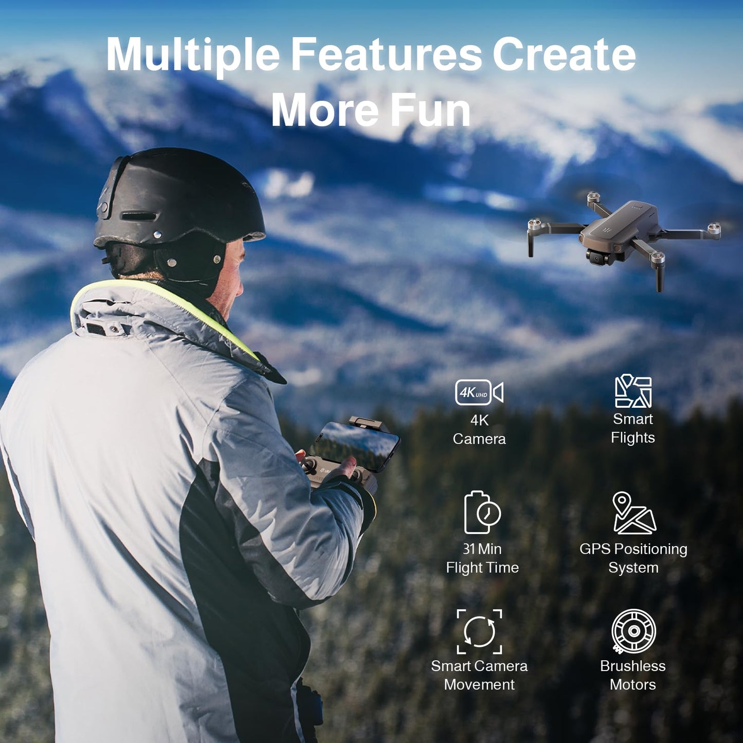 UranHub G30 Drones with 4K Camera for Adults with 2 Extra Batteries