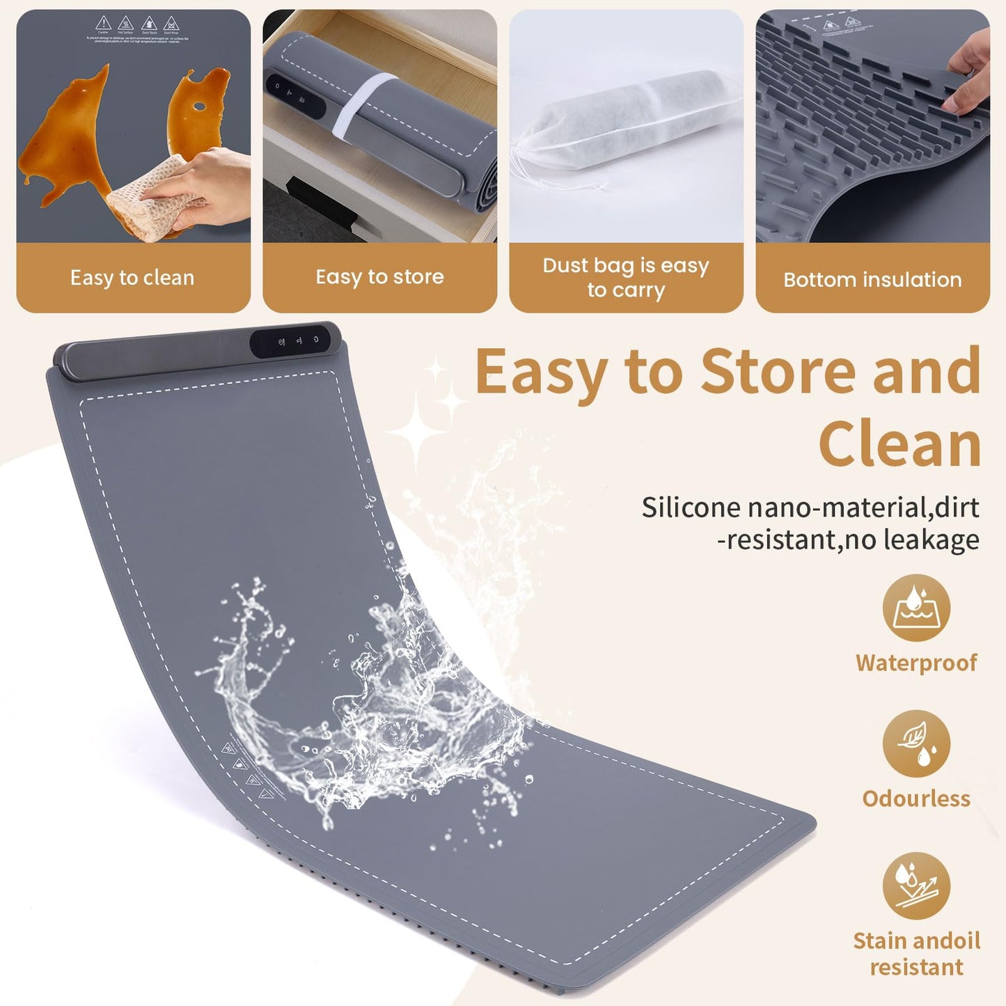 Warming Mat for Food, Food Warmer Mat Extra Large 36"x16" 580W, Portable Food Heating Pad, Warming Trays for Buffets Party, Countertop, Electric Silicone Warming Mat 6 Temp Settings 6H Timer