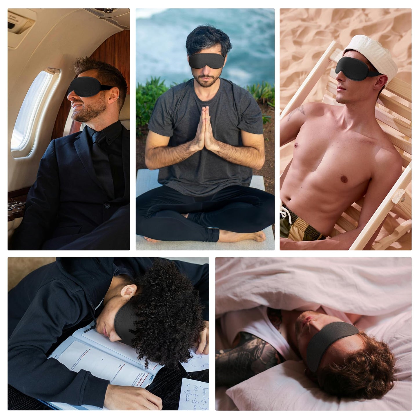 Weighted Eye Mask Cover for Sleeping - Eye Masks for Sleep with Adjustable Strap, Lash Extension Eye Covers for Women Men, 3D Contoured, Plane Travel Essentials, Blindfold for Meditation (Black)