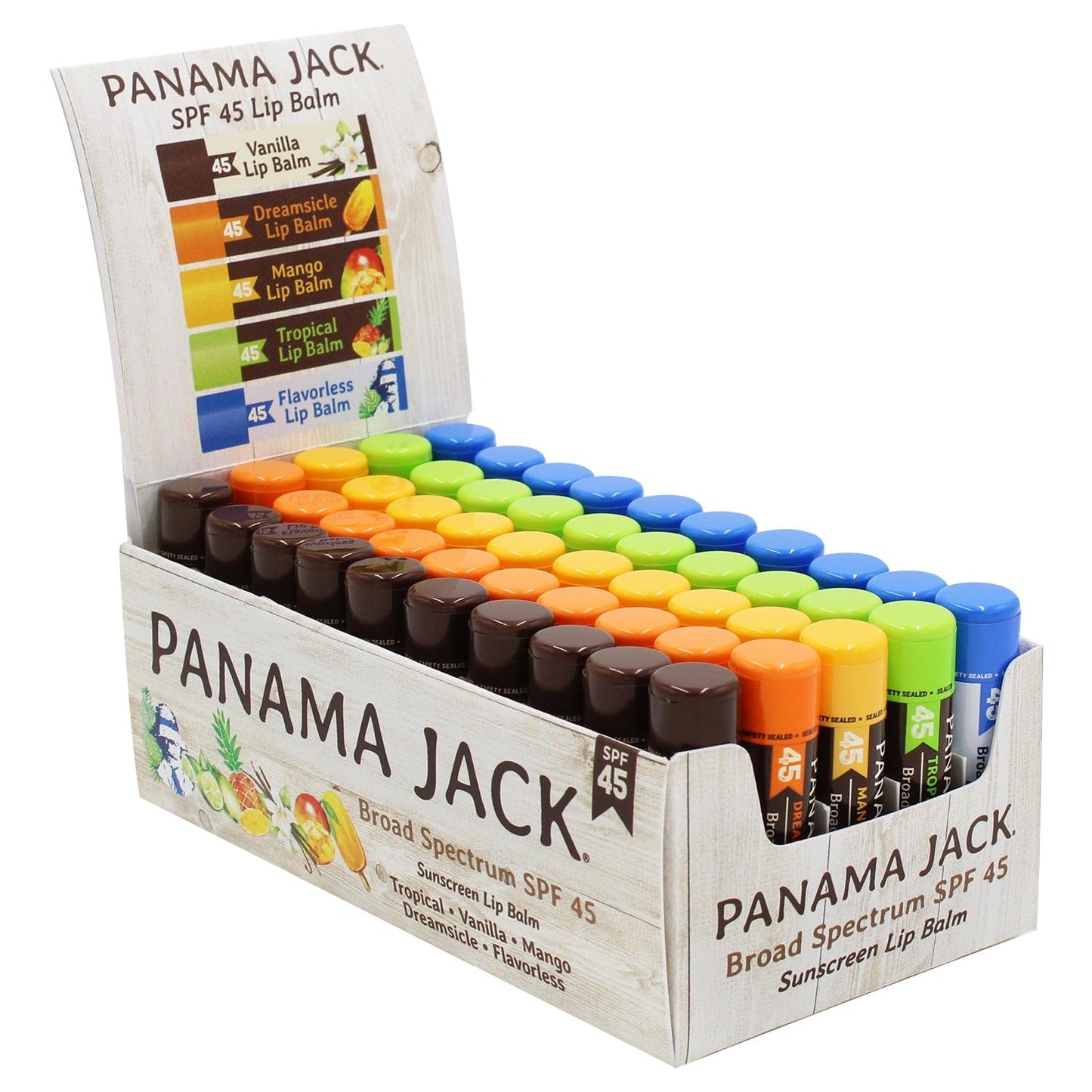 Panama Jack SPF 45 Lip Balm - Broad Spectrum UVA-UVB Sunscreen Protection, Prevents & Soothes Dry, Chapped Lips (Multi-flavored,