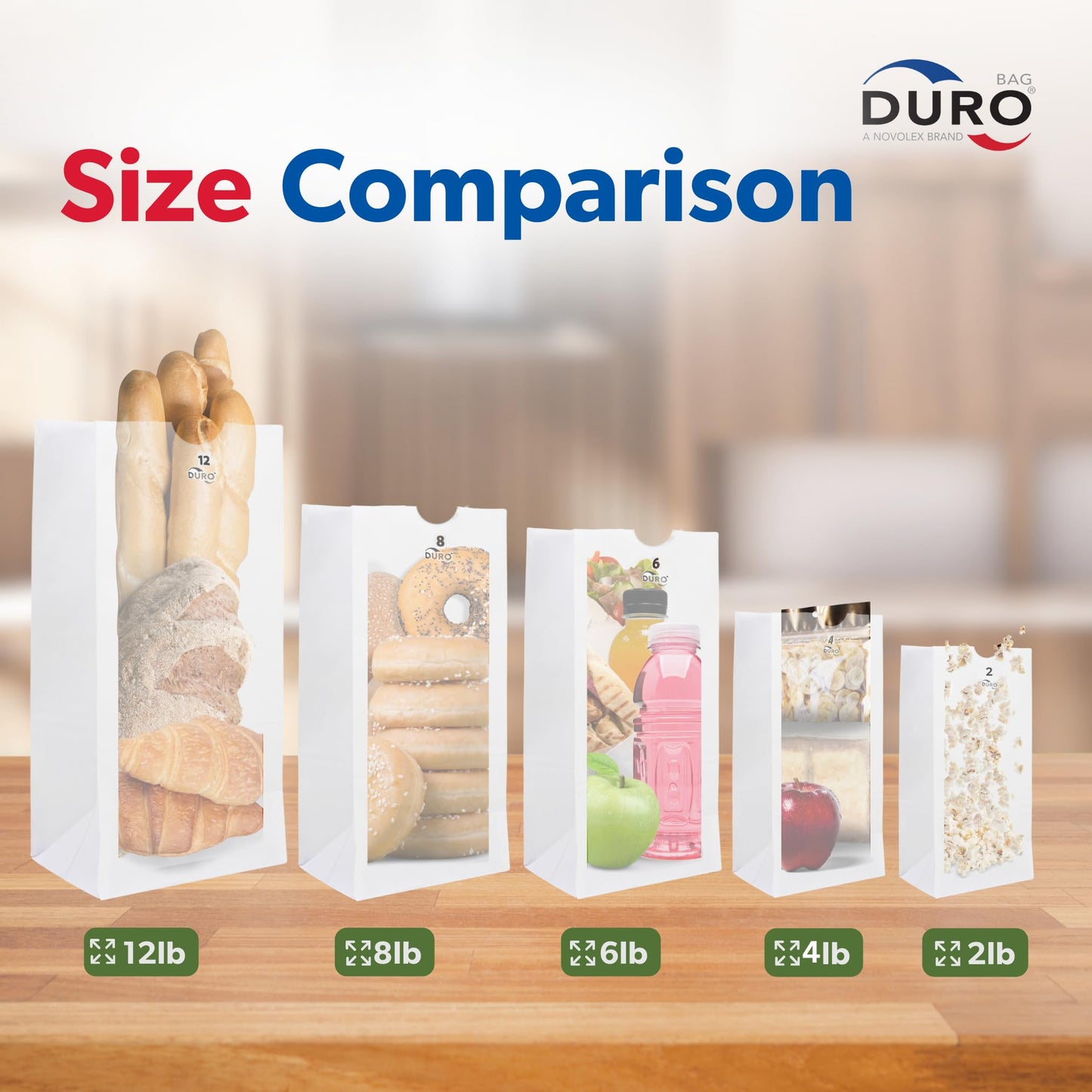 Duro 4# White Paper Bags 500-Count, White Sandwich Paper Bags, Candy, Snacks, Treats, Popcorn Bags & Bulk Disposable Lunch Sacks - 5.00 x3.12 x 9.75 Inches