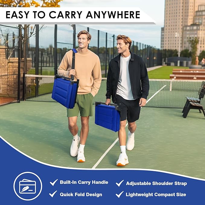 LLEVTIC Stadium Seats with Back Support,Bleacher Chairs with Cushion, Portable Folding Stadium Chair with Removable Cushion and Large Pocket for School Events Sports Game