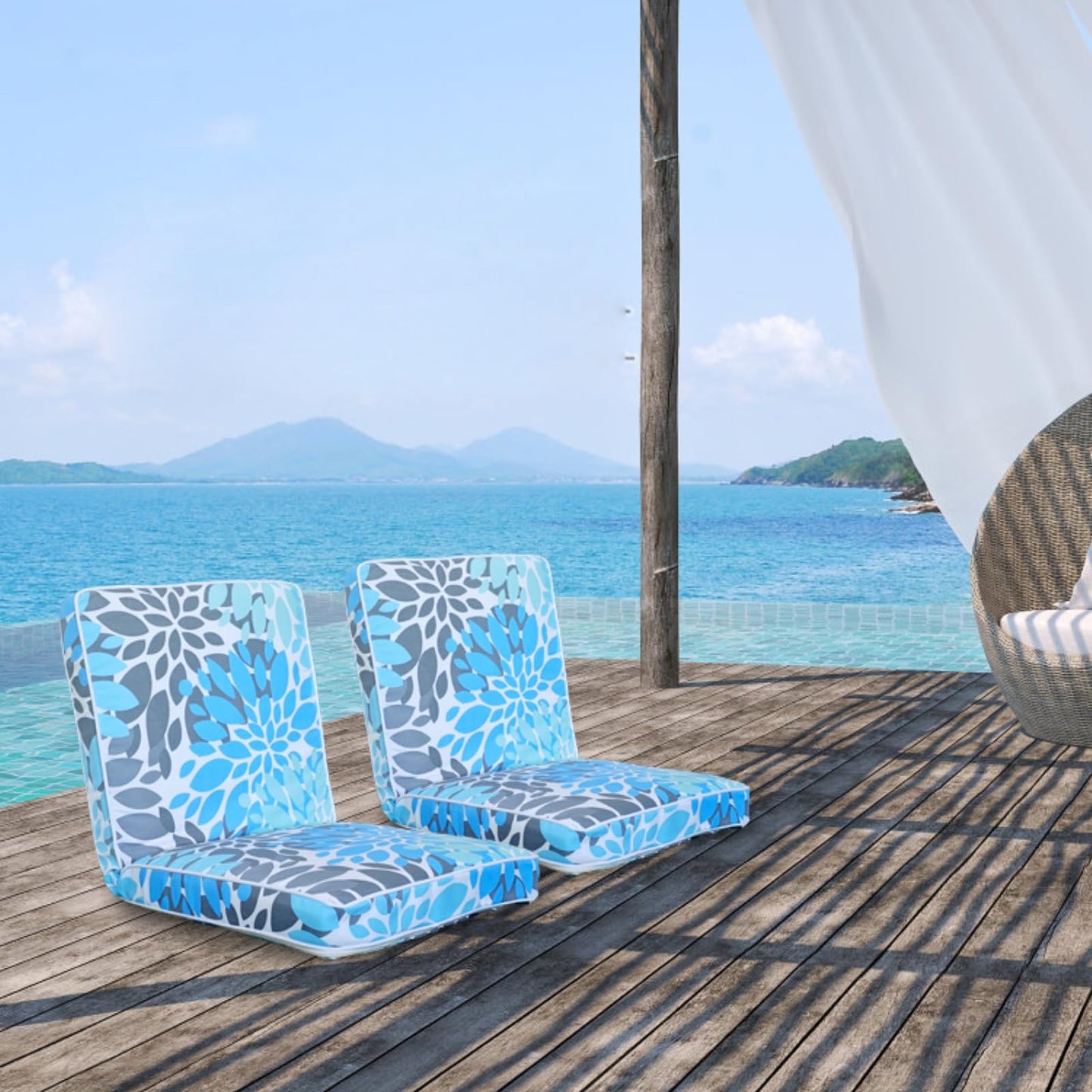 Floor Chair with Back Support Adjustable Position Floor Gaming Chair , Couch Recliner, Floor Couch, Removable Meditation Chair Cushion Indoor or Outdoor Seasonal All Weather Replacement (Light Blue)
