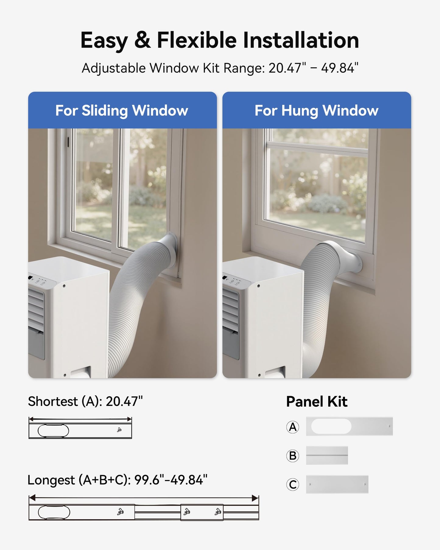 Feelfunn 8,000 BTU Portable Air Conditioner - Cools Up to 350 Sq. Ft., 5-in-1 Portable AC Unit for Rooms with Remote Control, Sleep Mode, 24H Timer, Air Conditioner for Bedroom, Dorm, Apartment