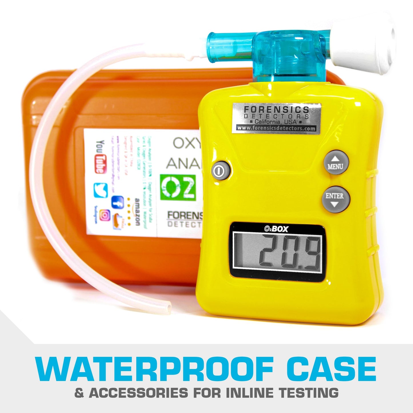 OXYGEN Analyzer by FORENSICS | 0%-100% with 0.1% resolution | Scuba, Nitrox, Divers | Water Resistant Case |
