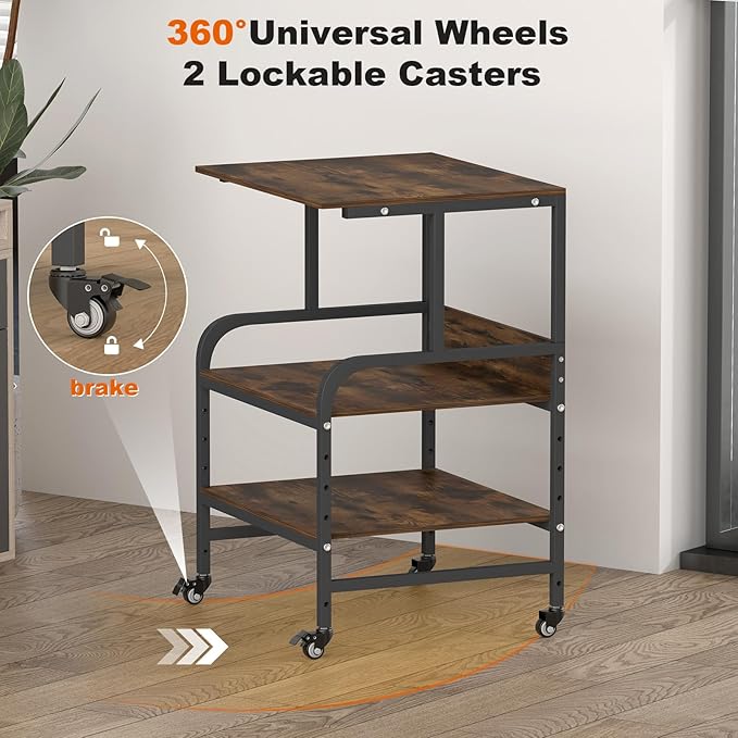 STEELIST Printer Stand for Home Office, 32.48 X 22.05 X 18.9 Rolling Printer Cart with Heavy Duty Casters, Large Storage Stand for Scanner, Fax, Metal Printer Stand for School, Workshop, Studio