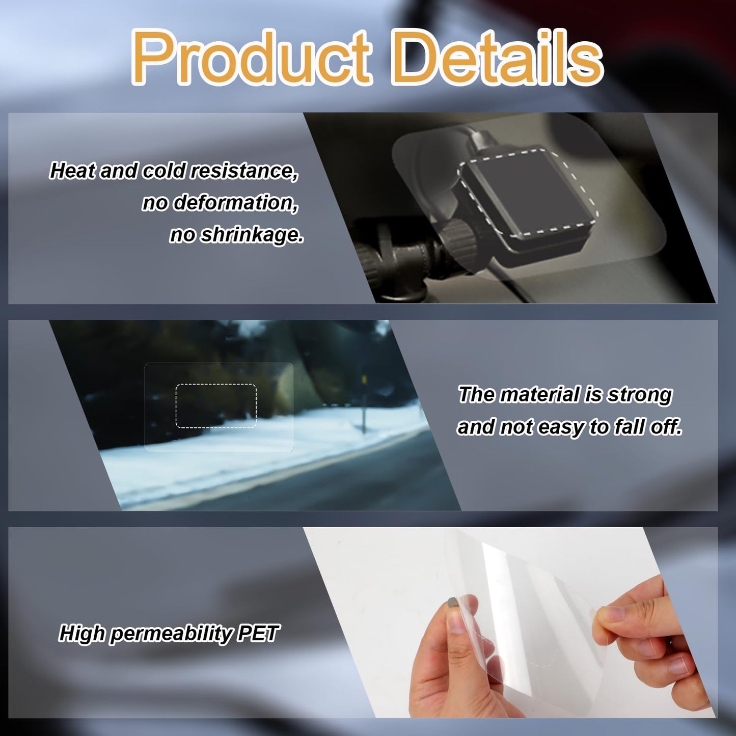 8Pcs Windshield Dashcam Stickers, Transparent Electrostatic Sticker Weatherproof Camera Films, Durable And Reusable Car Windshie