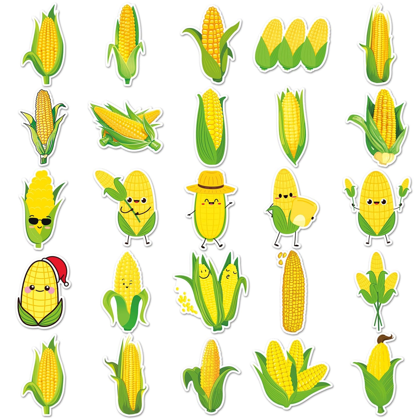 Aiwuding Corn Stickers Pack, 50PCs: Aesthetic Vinyl Waterproof Decals for Hydro Flask, Laptop, Water Bottle, Kids, Toddlers, Teens, Girls