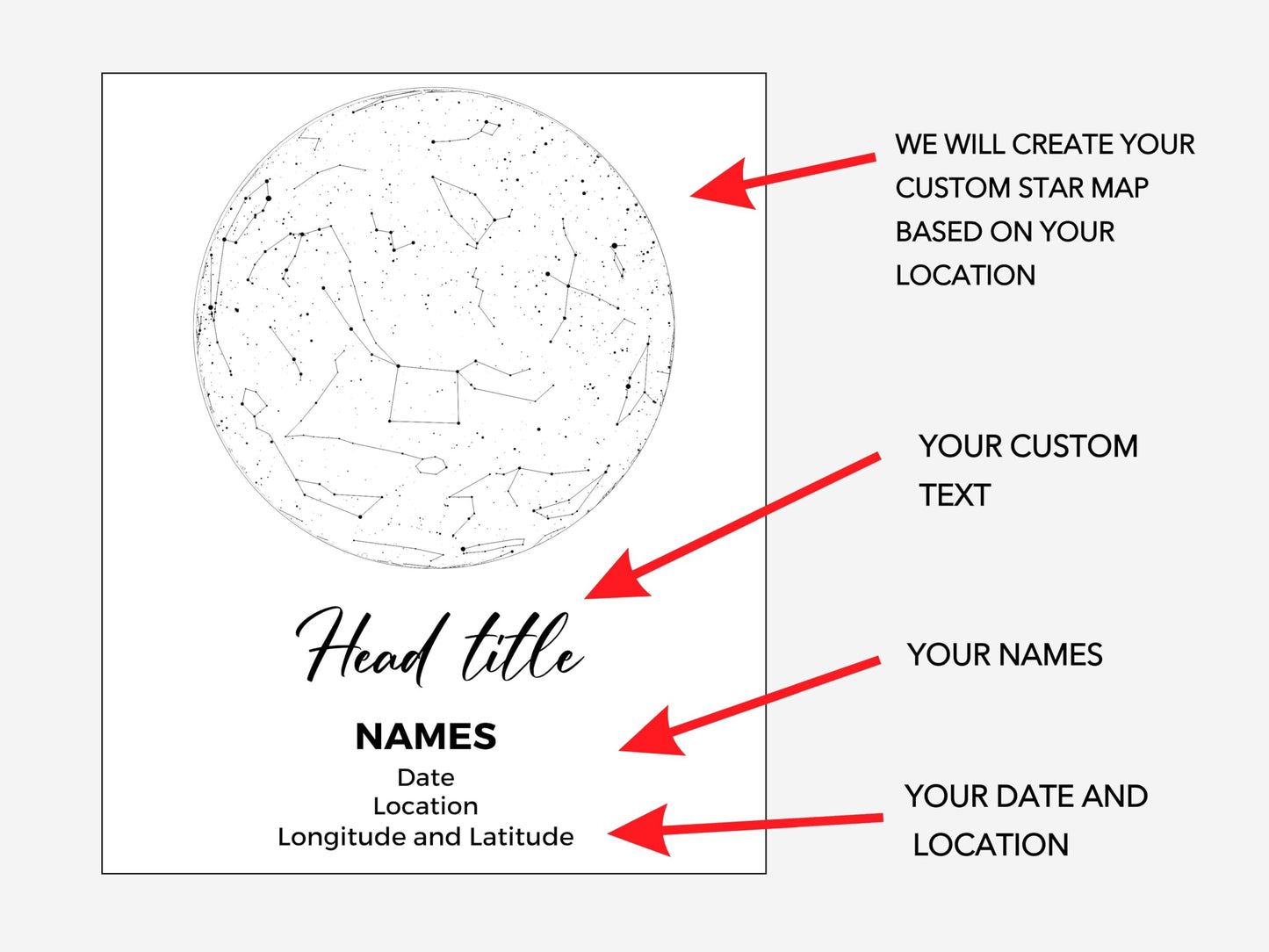 Custom Star Map by Date - Personalized Constellation Map Star Map Night Light Star Map Wedding Date Night Couple Custom Gift Star Gifts for Him Custom Star Chart Anniversary Star Map Gift