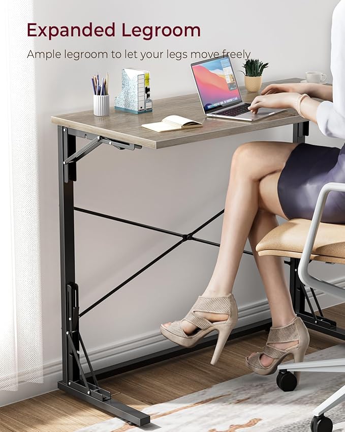 Vantic 31.5" Folding Desk, Foldable TV Tray Table for Eating on Couch, Extra Large TV Dinner Trays, Portable Fold Computer Writing Desk Table for Home Office, Greige