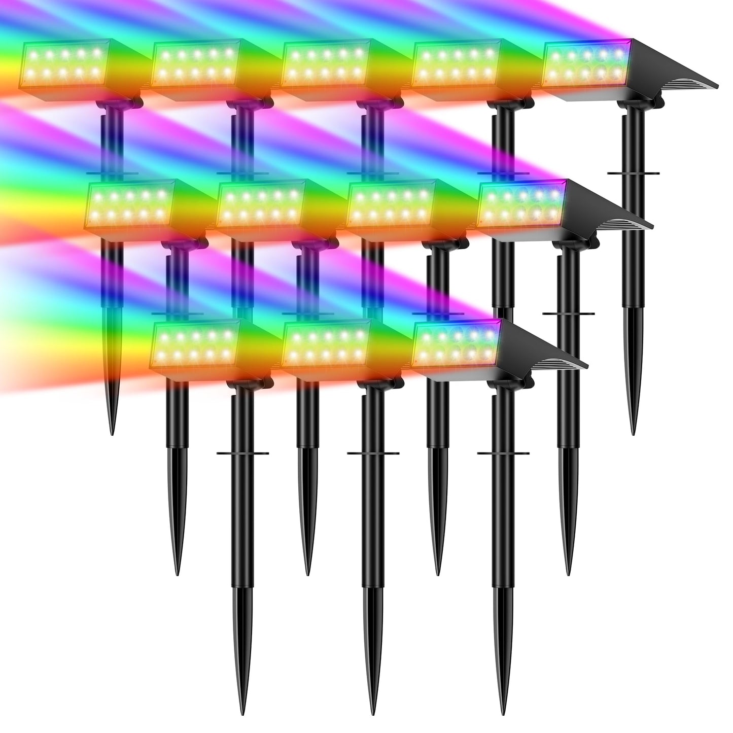 WENATY Solar Spot Lights Outdoor Color Changing, [7 Mode/12 Pack] Christmas Landscape Spotlights, Solar Lights Outdoor Waterproof,Led Powered Flood Light for Halloween Pathway Yard Garden Tree Walkway