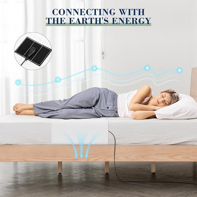 Grounding Mat for Bed 90% Organic Cotton+10% Pure Silver Fiber, Grounding Fitted Sheets for All Mattress Sizes, with Static grounding Cord and Test Pen(White, 105.4 * 23.5 inch)