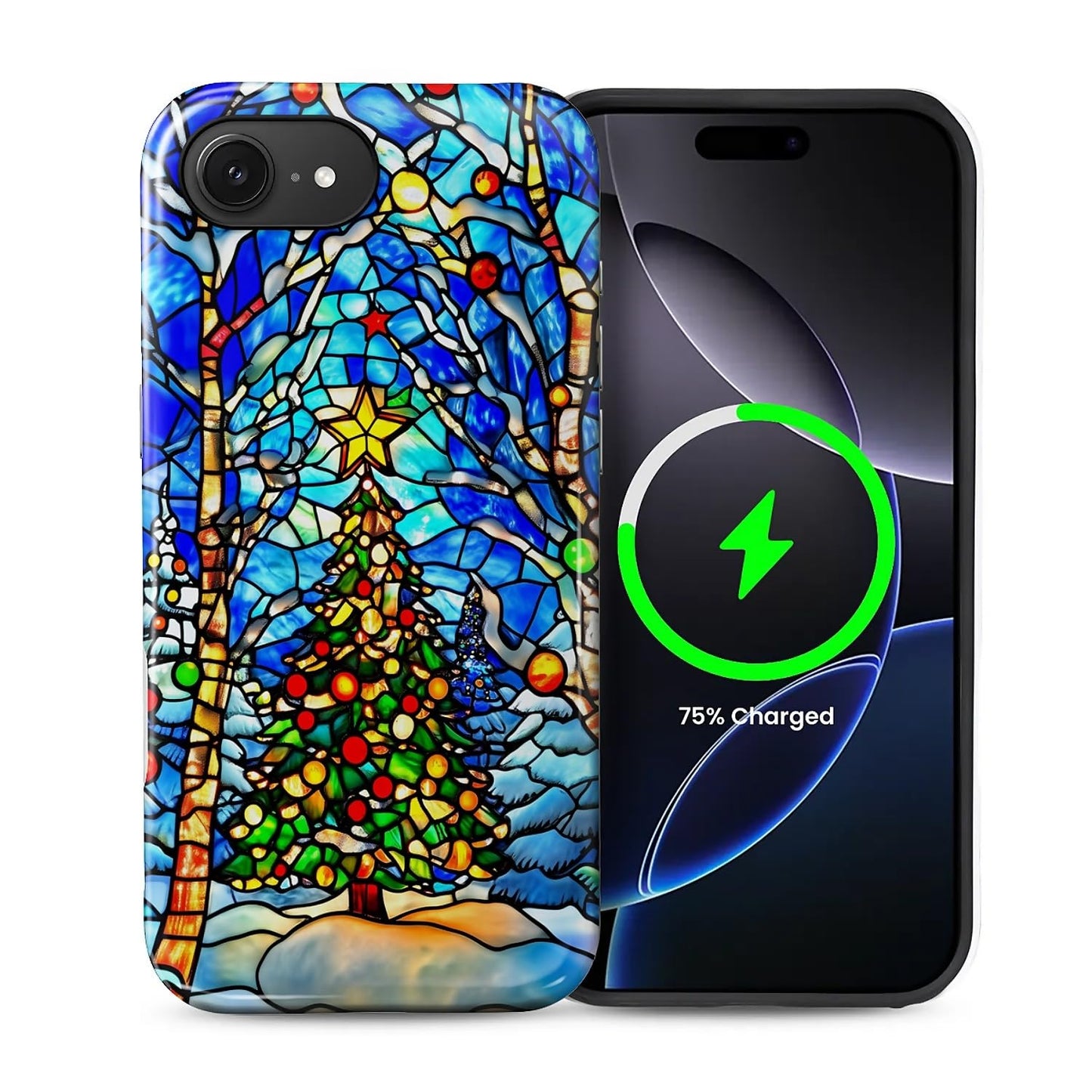 Toulas Case for iPhone 16E,[Compatible with MagSafe],Scratch Resistant Hybrid Double Layer Hard Shell,Christmas Tree Faux Staine