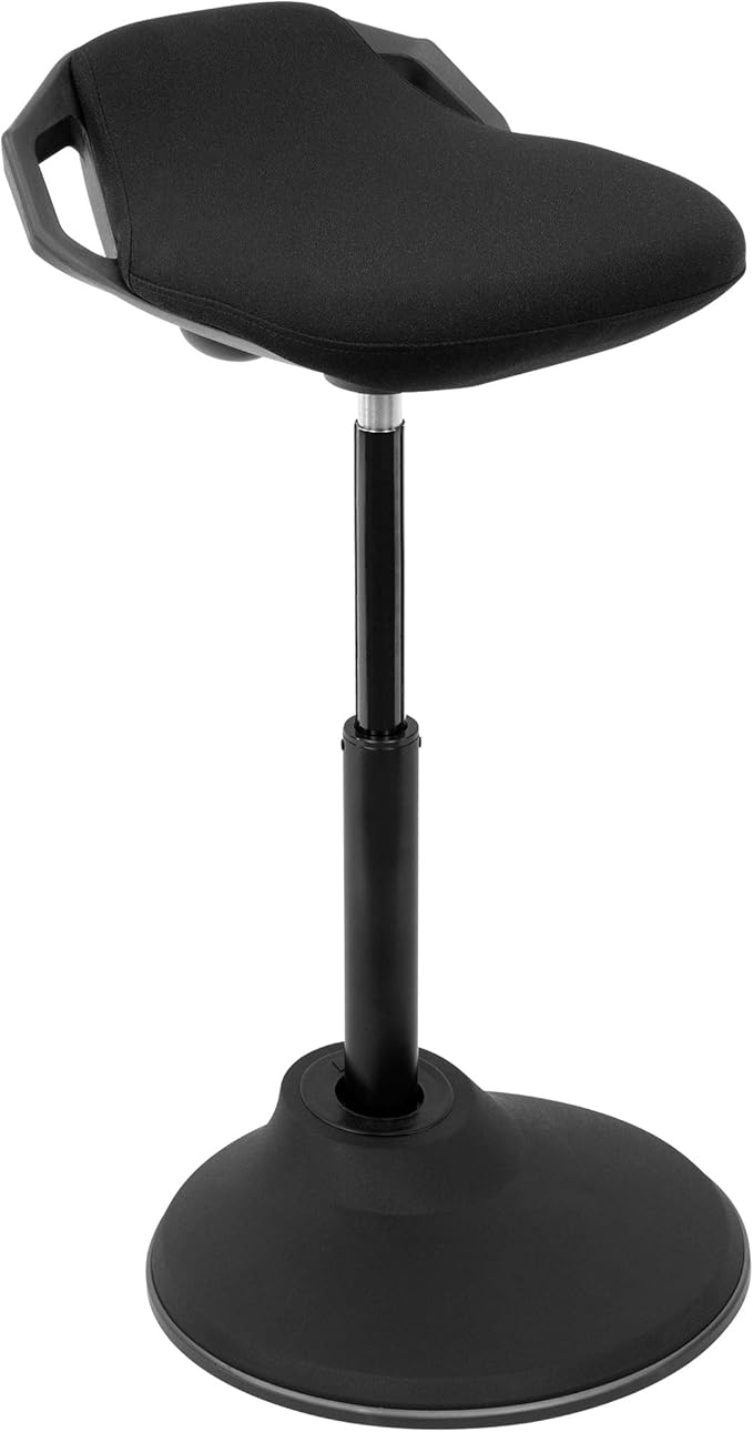 Mount-It! Ergonomic Sit Stand Stool, Height Adjustable Leaning Chair for Standing Desk, 360° Tilting Active Sitting Seat, High-Density Foam Cushion, Non-Slip Weighted Base, Easy Assembly (Black)