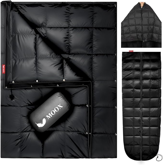 MOOX Down Camping Blanket Packable Backpacking Camping Quilt Outdoor Lightweight Warm Water Resistant Puffy Sleeping Bag T...