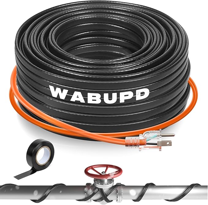 3FT-200FT Heat Tape for Water Pipes, -40°F Deicing Pipe Heat Cable,Electric Heating Cable Pipe,Frezze Protection for Heat Trace Cable for Metal, Plastic Home Pipes,Gutter,120V 5W/ft（50FT）