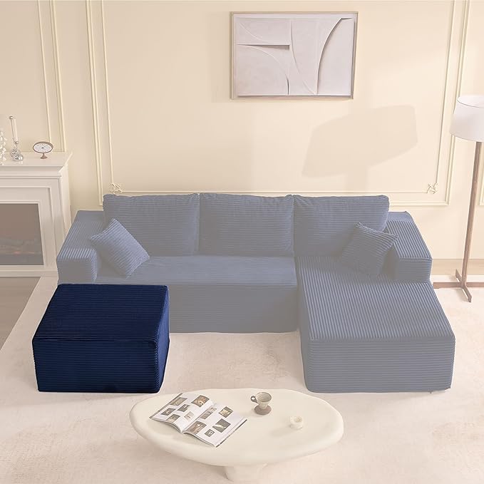 Afuson Cozy Square Ottoman, Comfortable Seating, No Assembly Required, Blue
