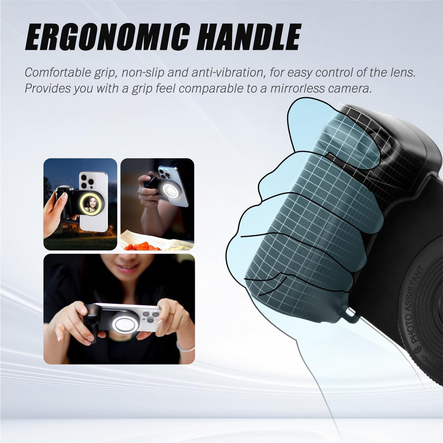 Magnetic Selfie Ring Light, Snap Grip With Detachable Bluetooth Remote Control For Iphone, Rechargeable Led Fill Light, Smartpho