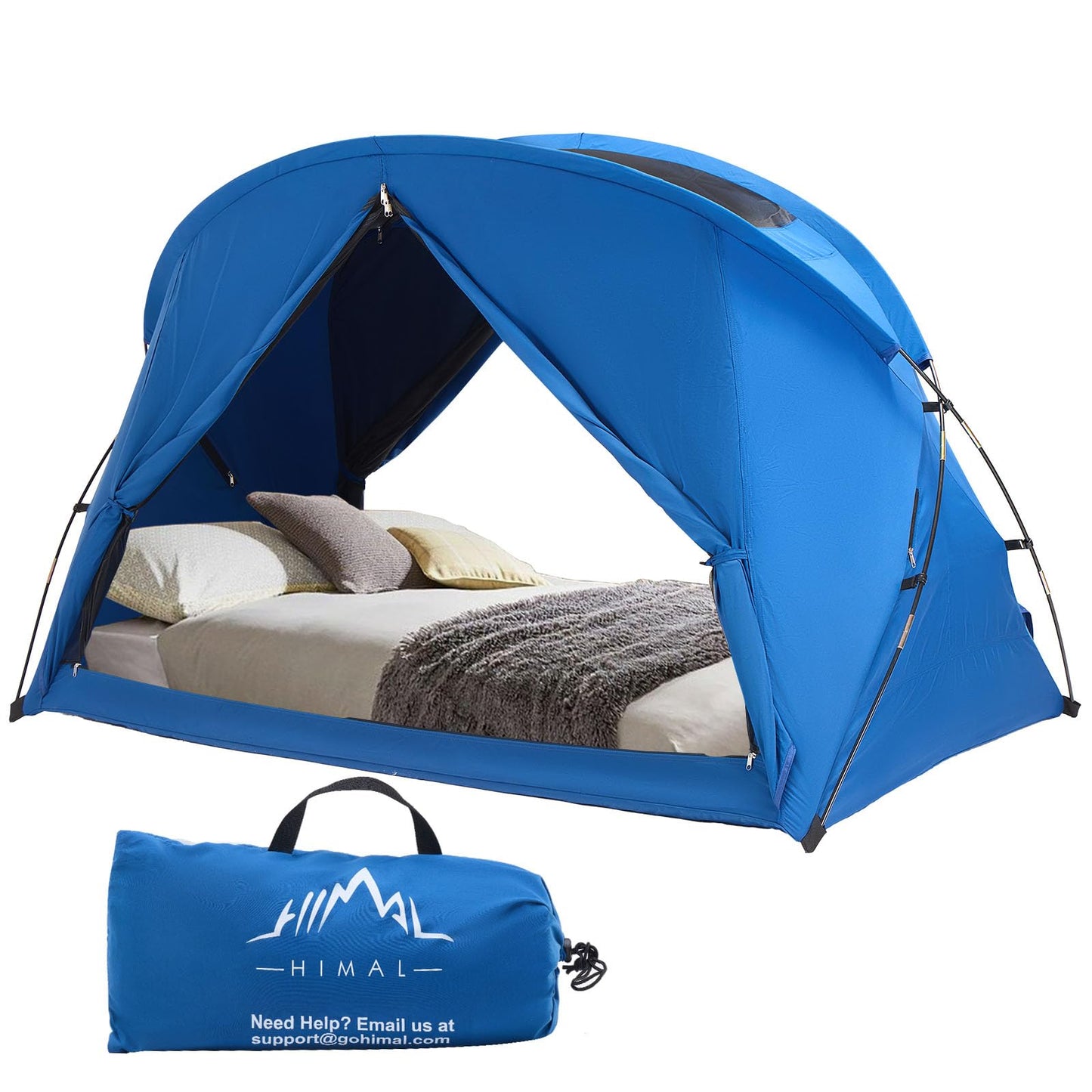 UNIHIMAL Bed Tent Canopy Full, Blackout Portable Sleep Tent Easy Setup, Breathable Mesh, Privacy Curtains for Adults, Ideal for Indoor