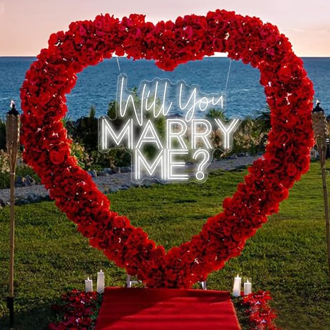 Large Will You Marry Me? Neon Sign Custom Wedding Neon Sign for Marriage Proposal Home Wall Decor Wedding Party w edding B...