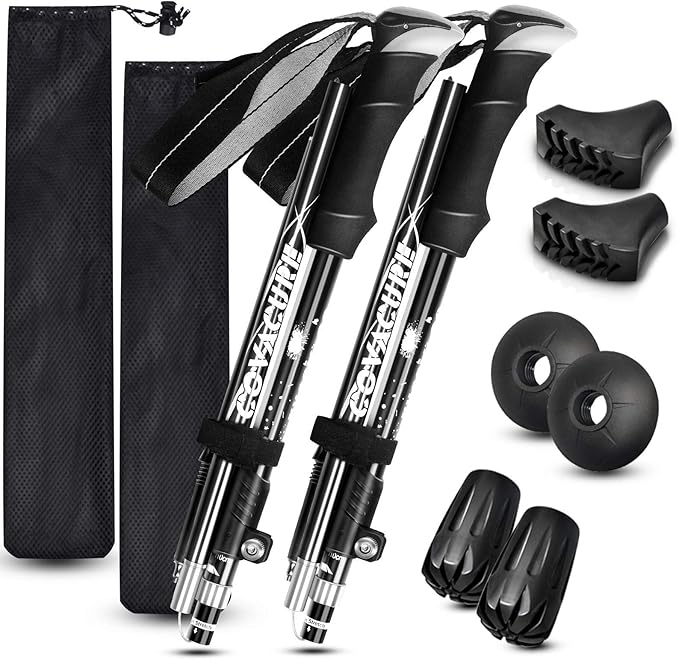 Covacure Trekking Poles Collapsible Hiking Poles - Aluminum Alloy 7075 Trekking Sticks with Quick Lock System, Telescopic,...