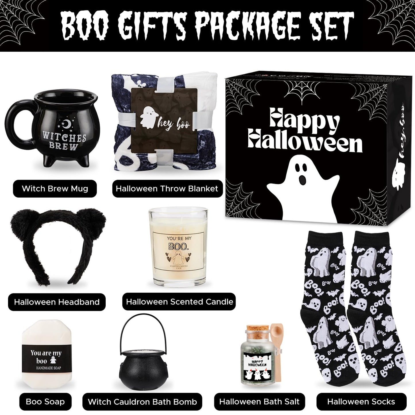 Boo Basket Gifts for Women Teen Girls, Boo Basket Stuffer With Witch Brew Mug Boo Throw Blanket Relaxing Sap Gifts for Family Friends