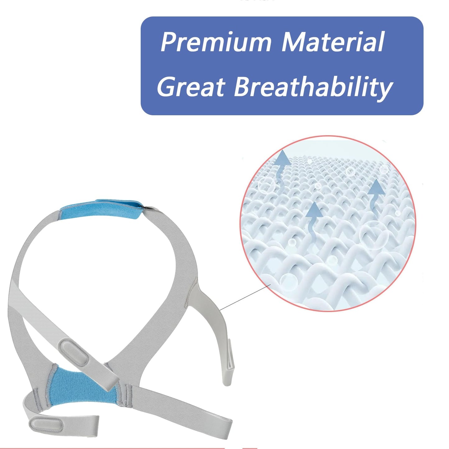 2 Packs Replacement Headgear Straps Compatible with Airfit F30, Premium Soft Comfort Elastic Material Great Value Adjustable Fit Magic Tape Design for a Better Seal, Medium Size