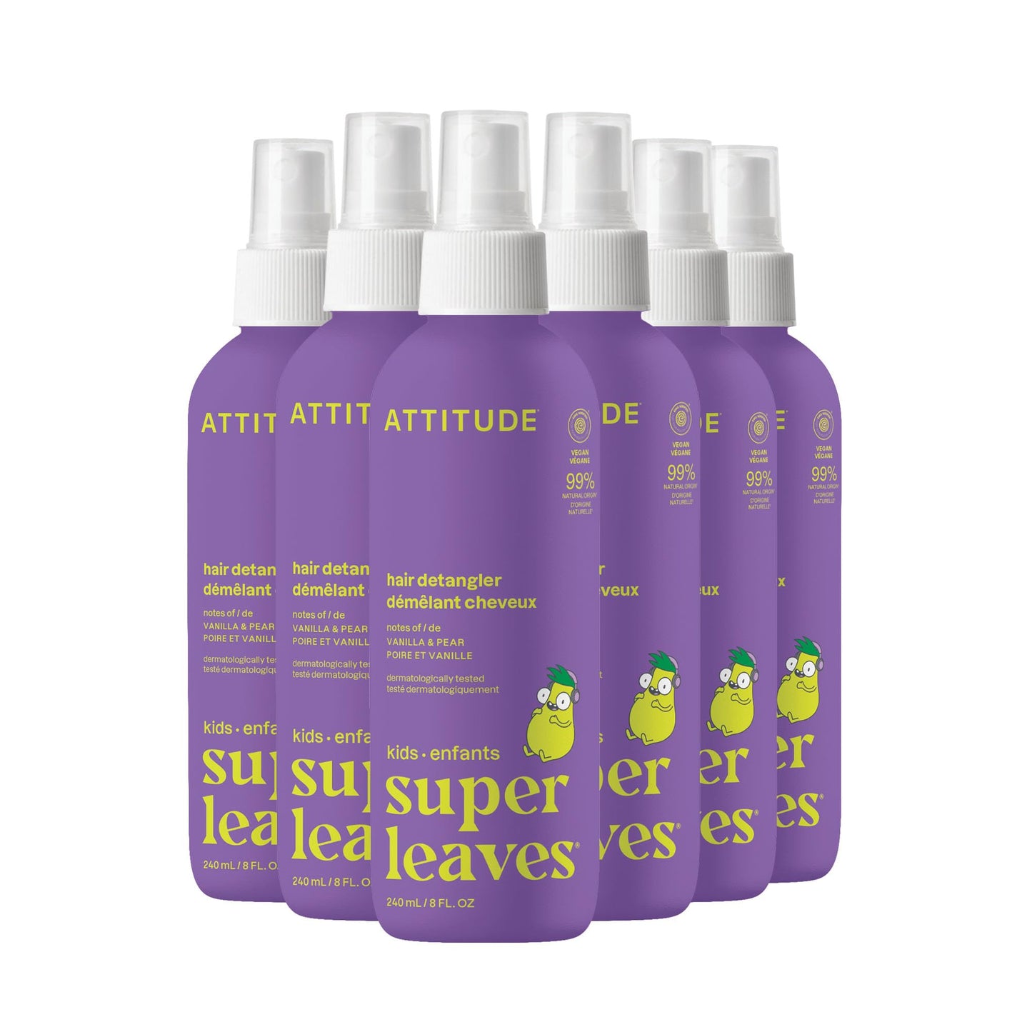 ATTITUDE Rinse-free Hair Detangler for Kids, EWG Verified Leave In Product, Plant- and Mineral-Based Ingredients, Vegan, Vanilla