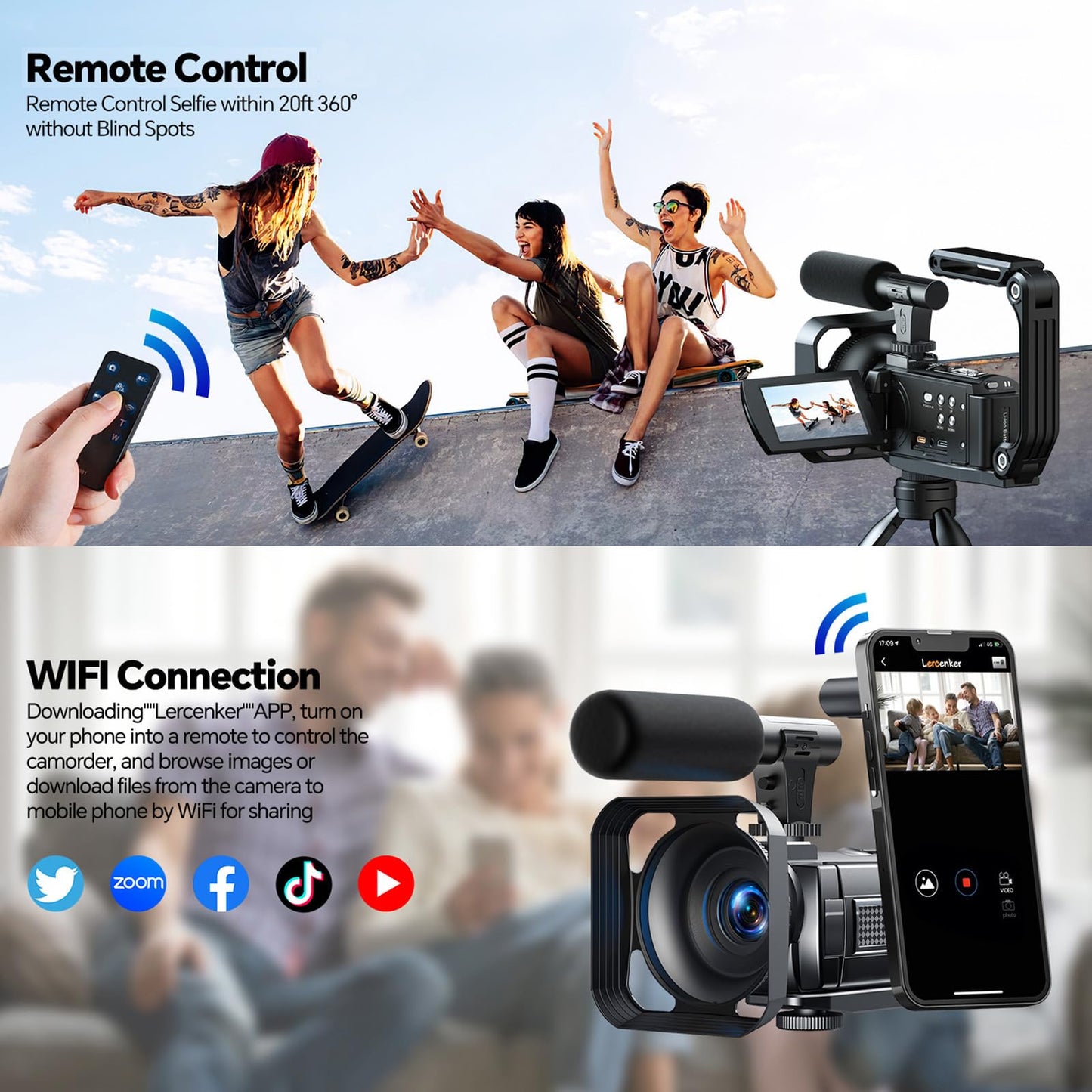 5K Video Camera Camcorder 56Mp Wifi Ir Night Vision Vlogging Camera, 16X Digital Zoom Touchscreen Youtubers Camera Recorder With