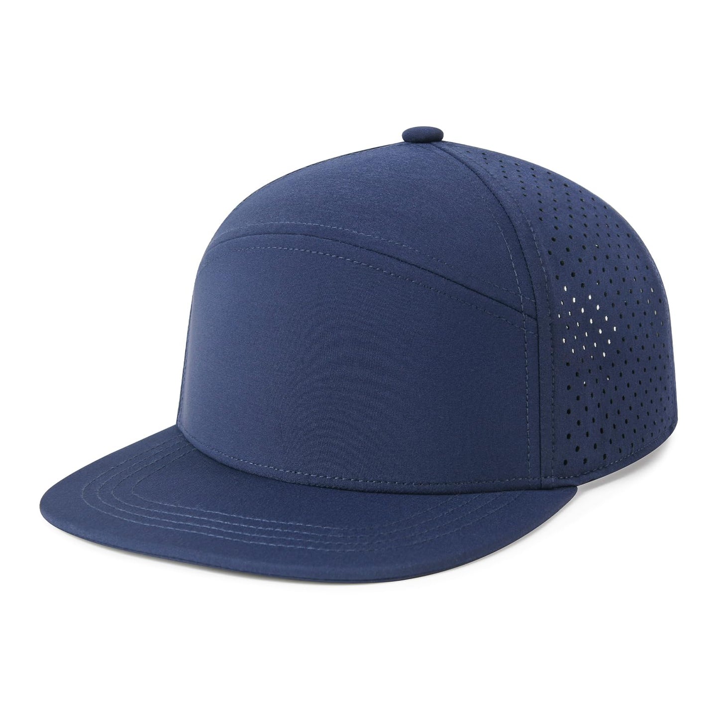 FEINION Men Flat Brim Adjustable Performance Hat Snapback Laser Perforated Baseball Cap (Navy)