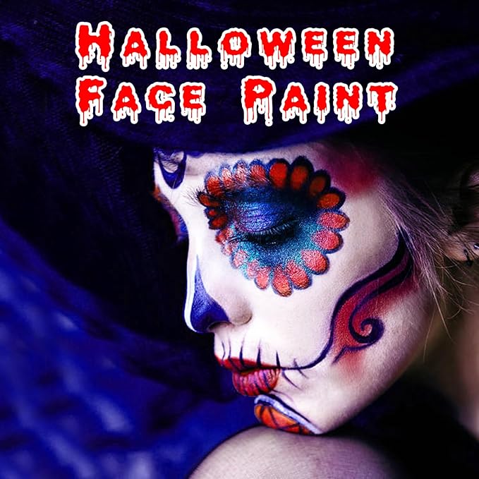 MEICOLY 3Pcs Red White and Blue Face Body Paint Stick,Face Paint for Joker Makeup,Face Painting for Halloween SFX Clown Devil Spiderman Cosplay,Red White and Blue Eye Black,4th of July Accessories