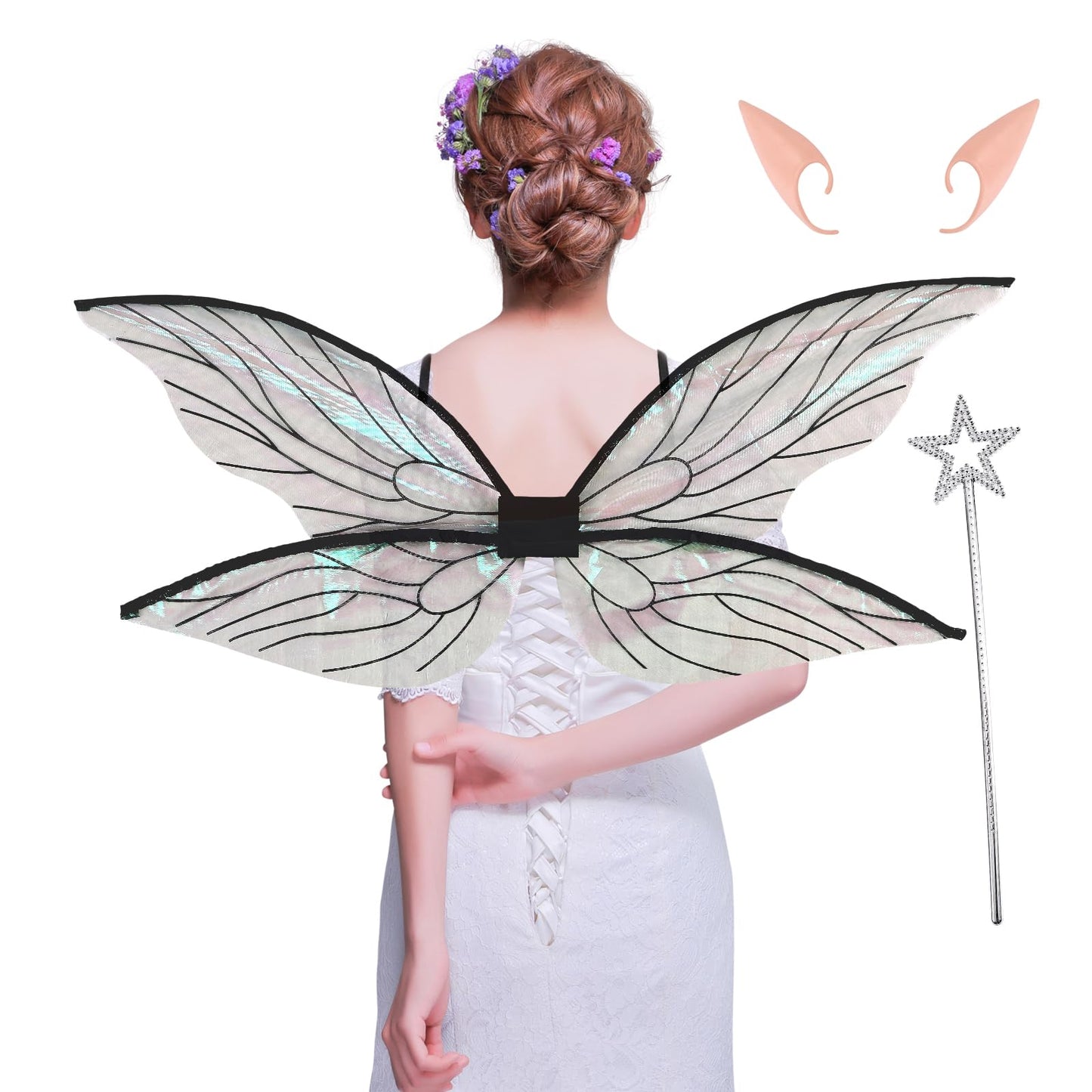 Loieryk Fairy Wings for Adults Fairy Costume for Women Girls Kids Butterfly Fairy Wings Halloween Cosplay Costume Accessories